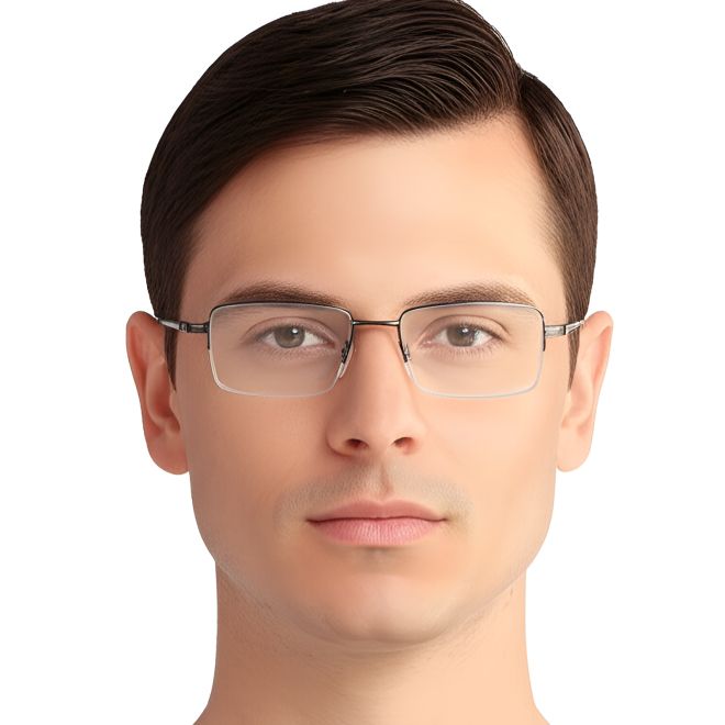 Semi-rimless Grey Metal Glasses #BS0420-0285