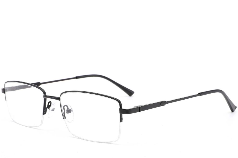 Semi-rimless Black Metal Glasses #BS0420-0286