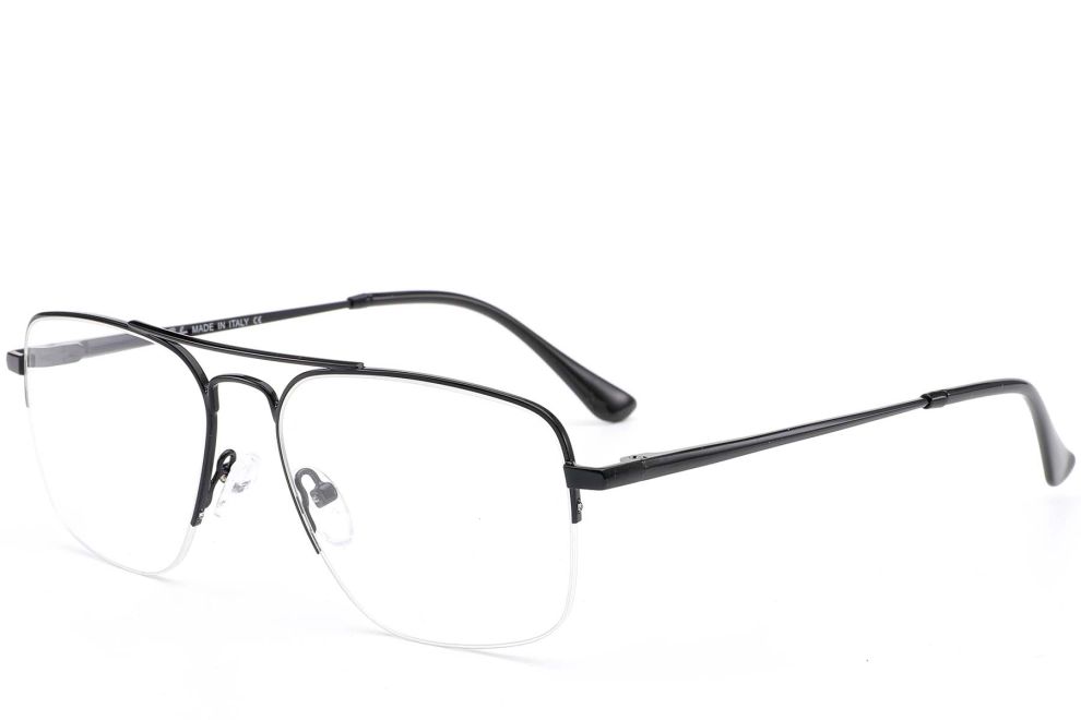 Semi-rimless Black Metal Glasses #BS0420-0298