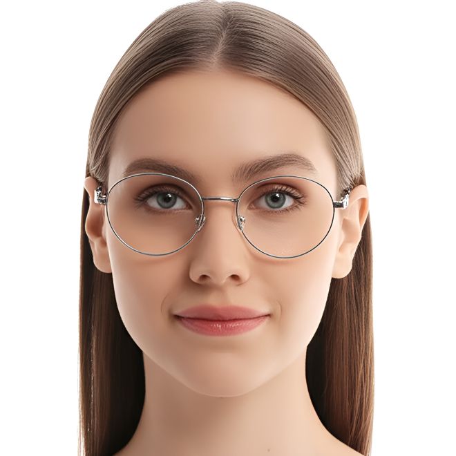 Round Silver Metal Glasses #BS0420-0304