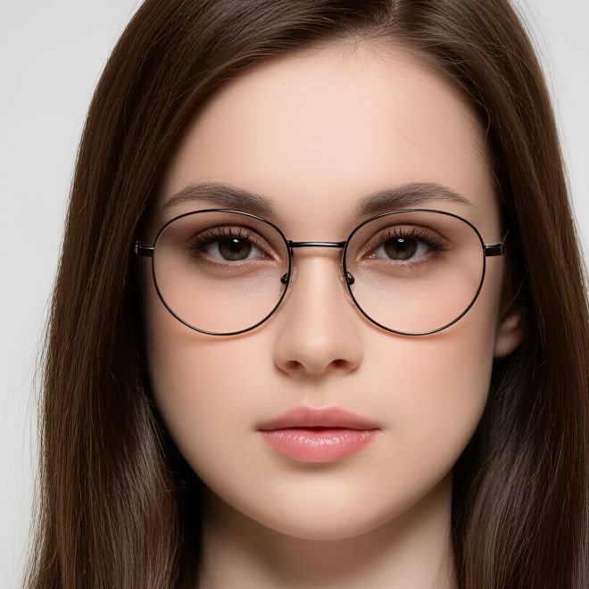 Lunettes rondes en métal noir #BS0420-0305