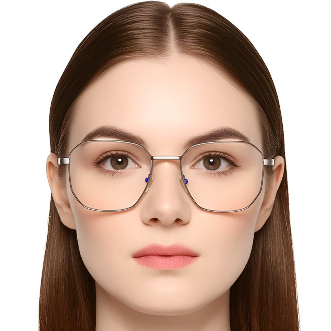 Lunettes géométriques en métal argenté #BS0420-0313