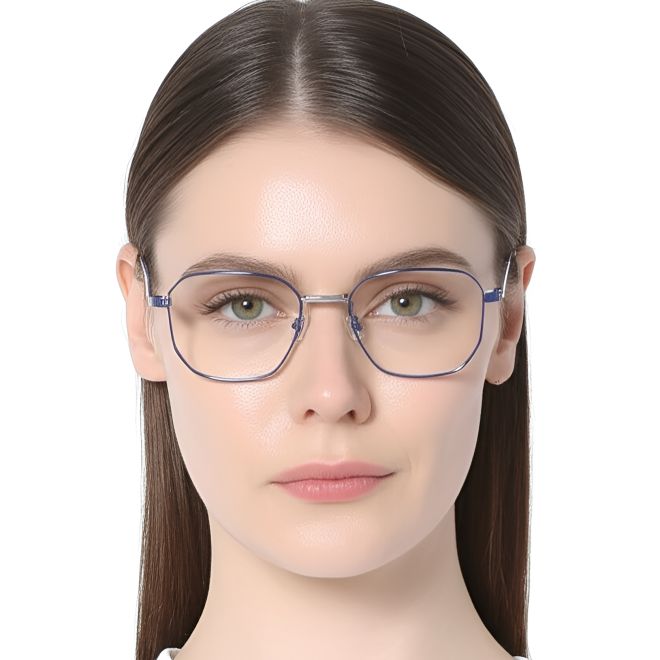 Lunettes géométriques en métal bleu #BS0420-0315