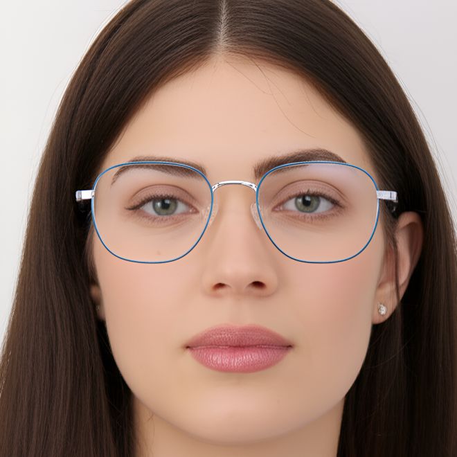 Rectangular Blue Metal Glasses #BS0420-0316