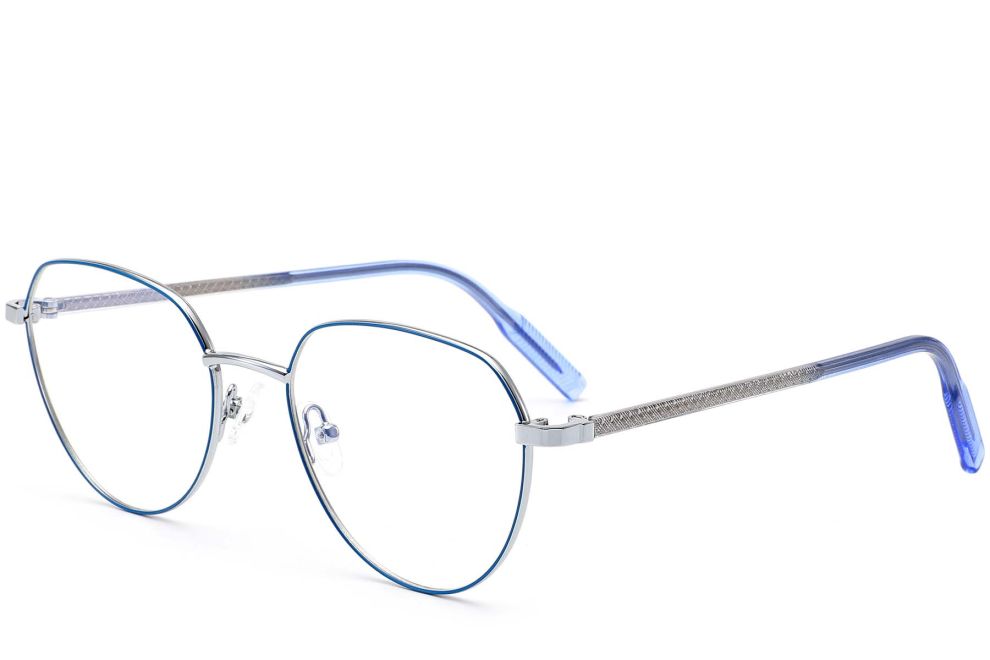 Lunettes ovales en métal bleu #BS0420-0322