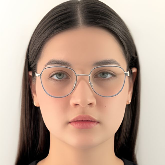 Lunettes ovales en métal bleu #BS0420-0322
