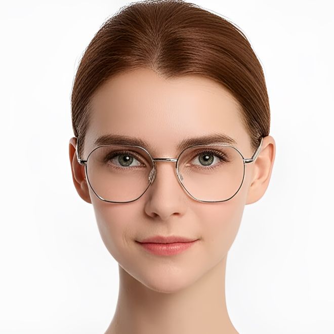 Geometrische Silbermetallbrille #BS0420-0324