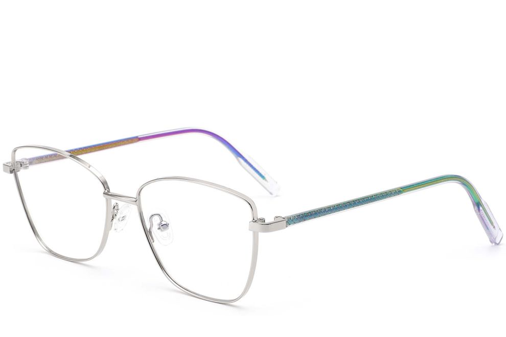 Rechteckige silberne Metallbrille #BS0420-0328