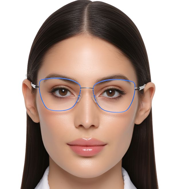 Rectangular Blue Metal Glasses #BS0420-0330