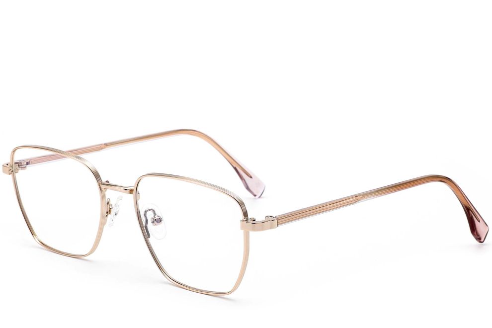 Rectangular Golden Metal Glasses #BS0420-0331