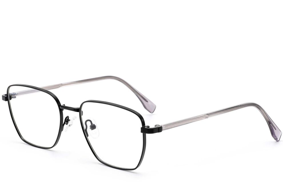 Lunettes rectangulaires en métal noir #BS0420-0332