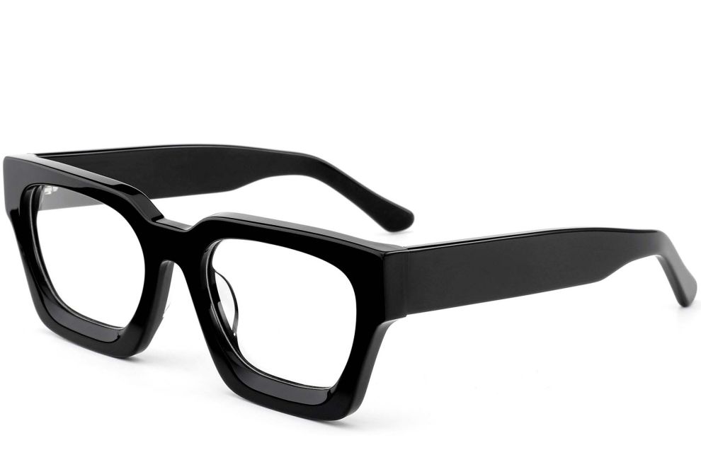 Rechteckige schwarze Acetatbrille #BS0420-0333