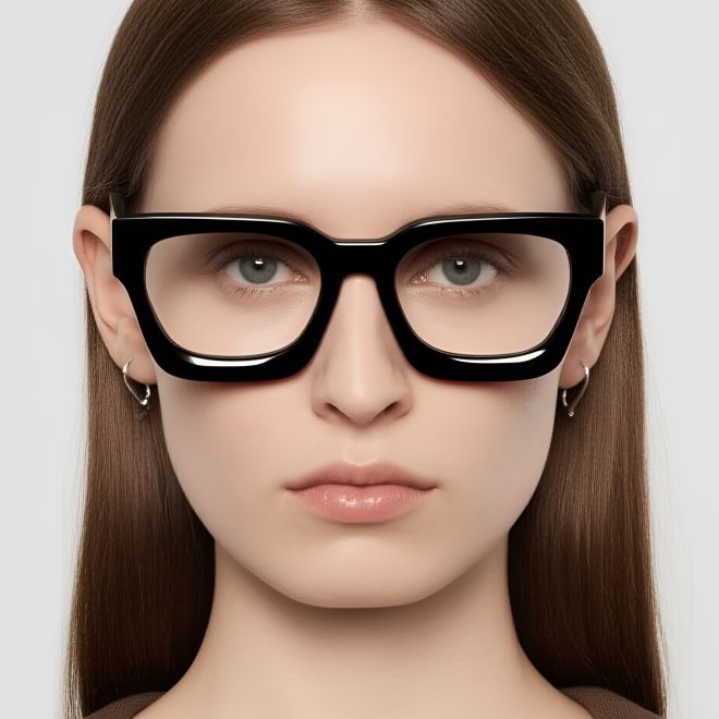 Rechteckige schwarze Acetatbrille #BS0420-0333