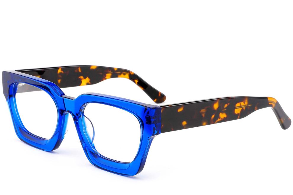 Rechteckige blaue Acetatbrille #BS0420-0336