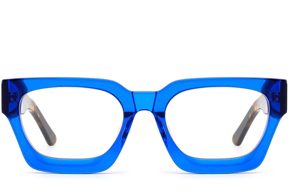 Rechteckige blaue Acetatbrille #BS0420-0336