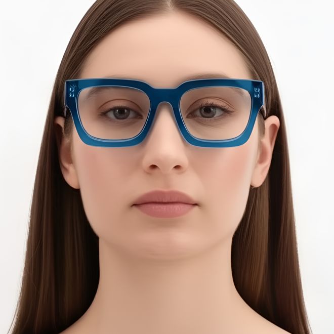 Rechteckige blaue Acetatbrille #BS0420-0336