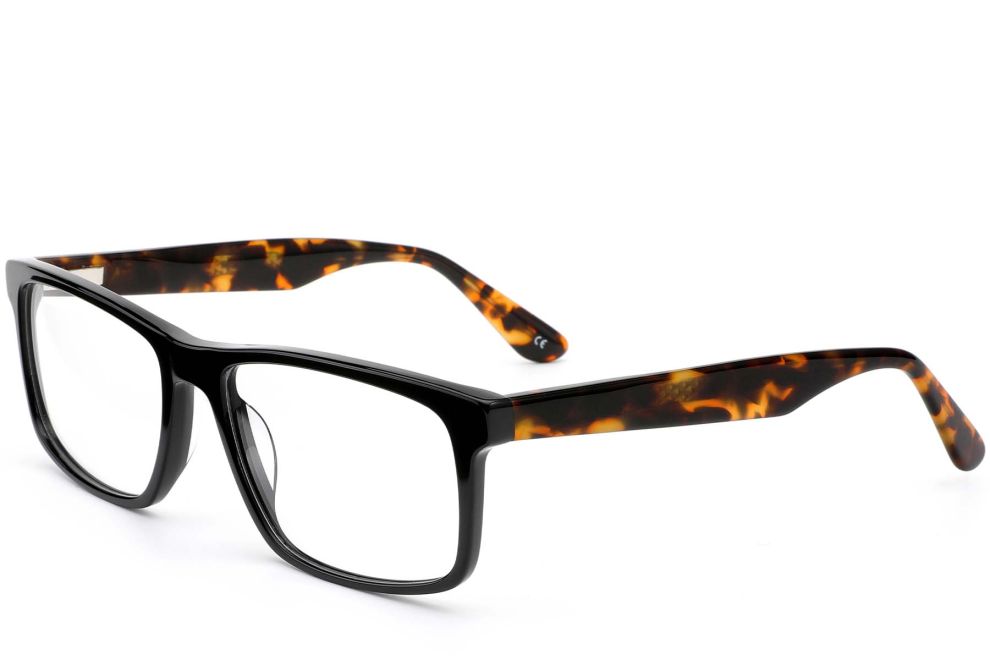 Rechteckige schwarze Acetatbrille #BS0420-0343