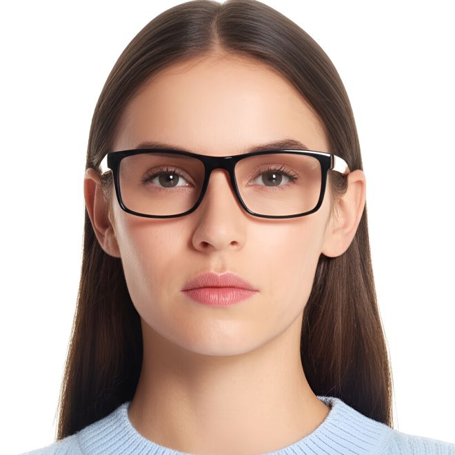 Rechteckige schwarze Acetatbrille #BS0420-0343