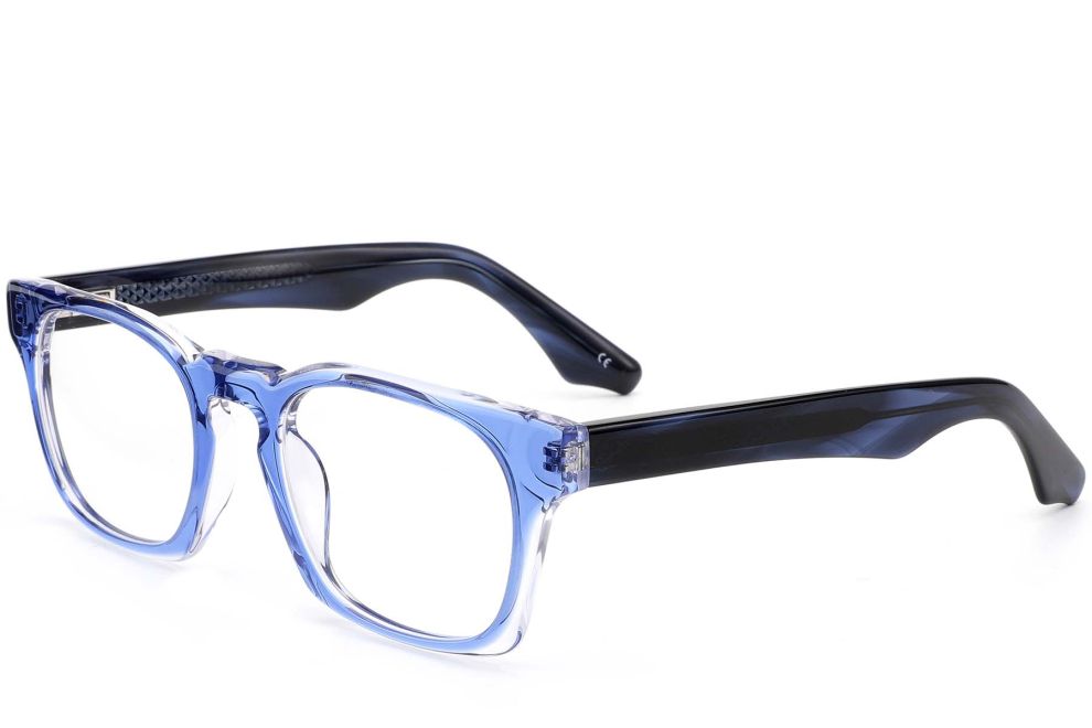 Rechteckige blaue Acetatbrille #BS0420-0345