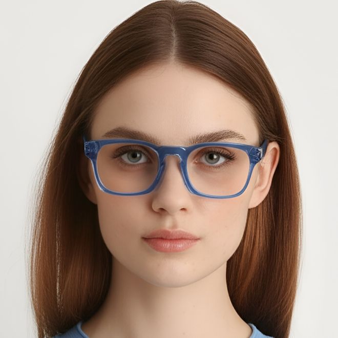 Rechteckige blaue Acetatbrille #BS0420-0345