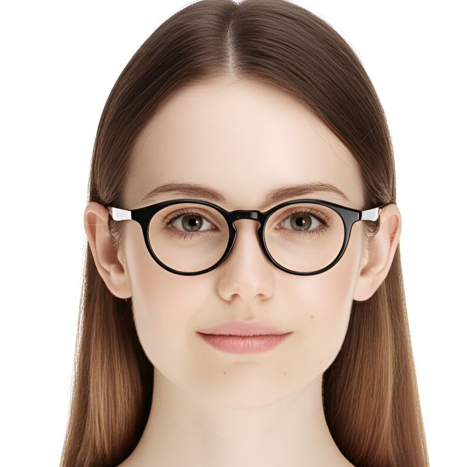 Lunettes rondes en acétate noir #BS0420-0352