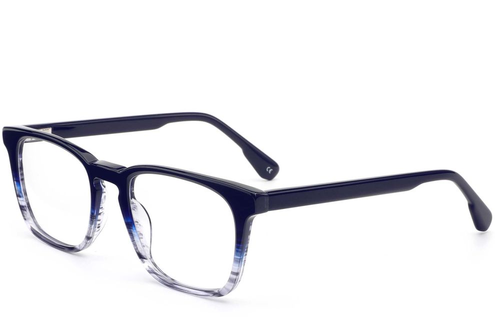 Rechteckige blaue Acetatbrille #BS0420-0356