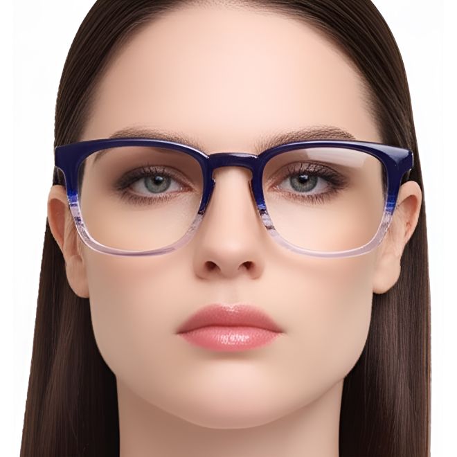 Rechteckige blaue Acetatbrille #BS0420-0356