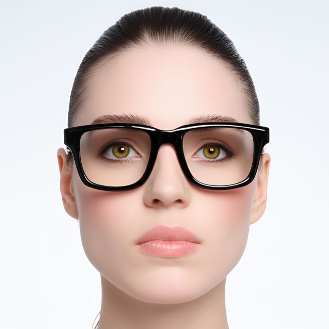 Rectangular Black Acetate Glasses #BS0420-0357