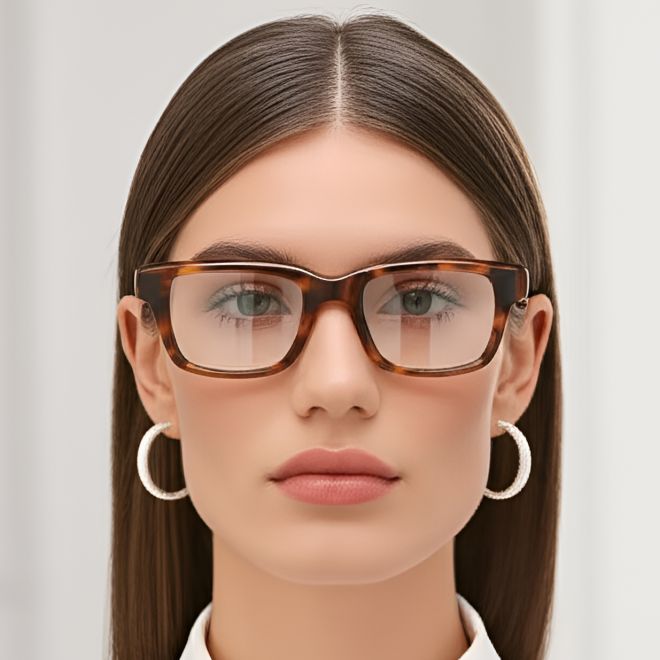 Rechteckige Schildpatt-Acetatbrille #BS0420-0358