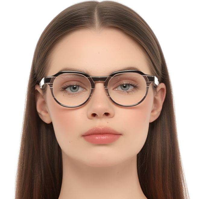 Lunettes ovales en acétate gris #BS0420-0374