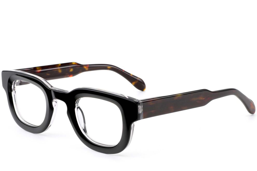 Rechteckige schwarze Acetatbrille #BS0420-0378