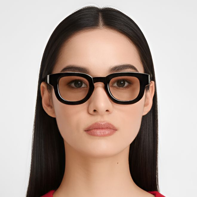 Rechteckige schwarze Acetatbrille #BS0420-0378