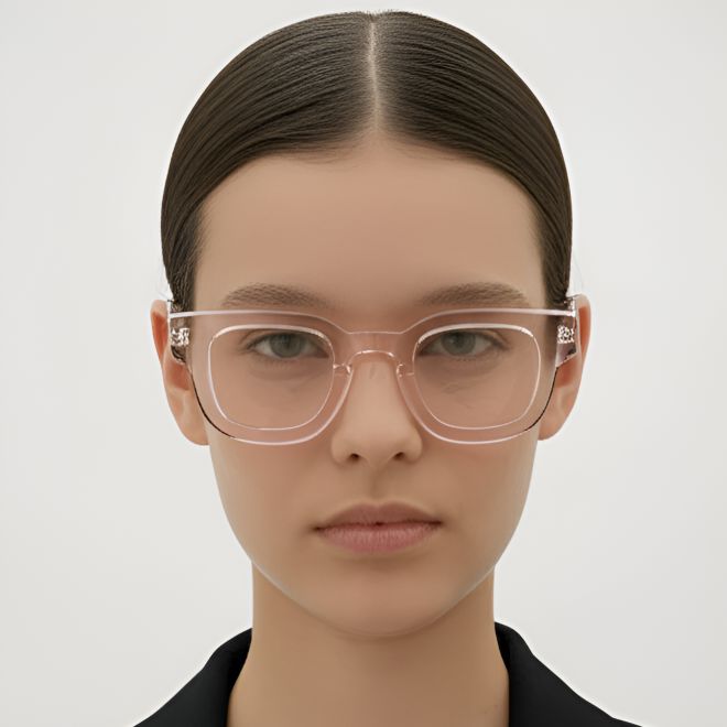 Rectangular Pink Acetate Glasses #BS0420-0380