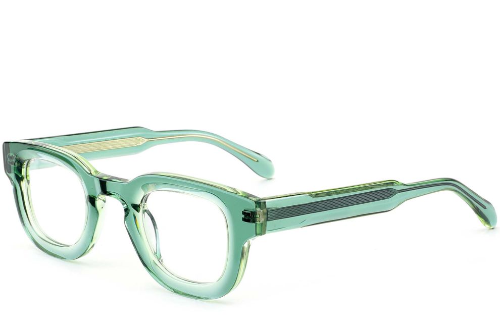 Rectangular Green Acetate Glasses #BS0420-0381