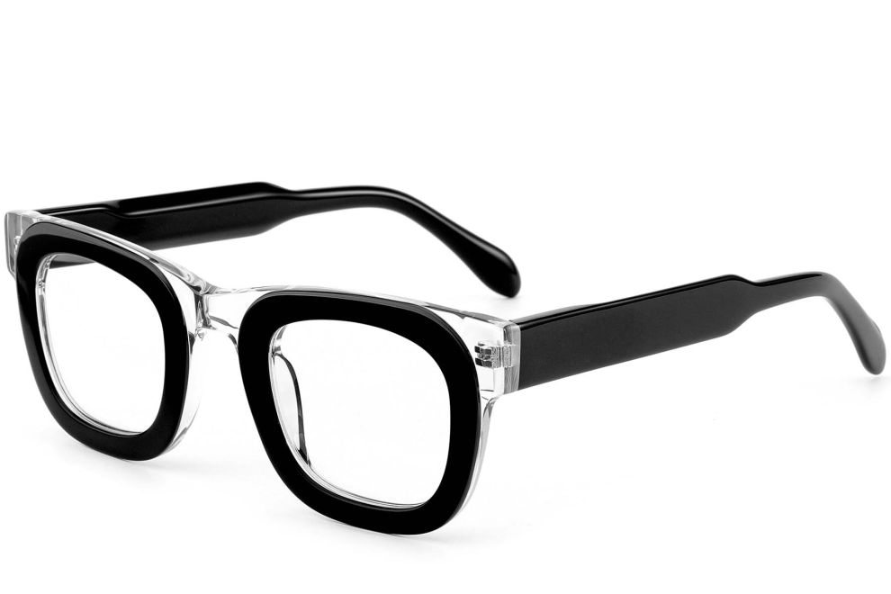 Rechteckige schwarze Acetatbrille #BS0420-0383