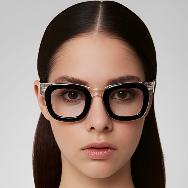 Rectangular Black Acetate Glasses #BS0420-0383