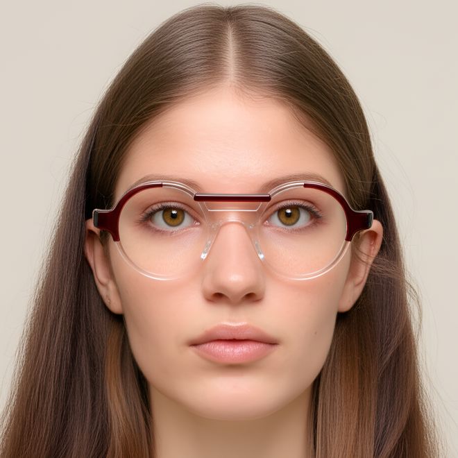 Pilotenbrille aus rotem Acetat #BS0420-0387