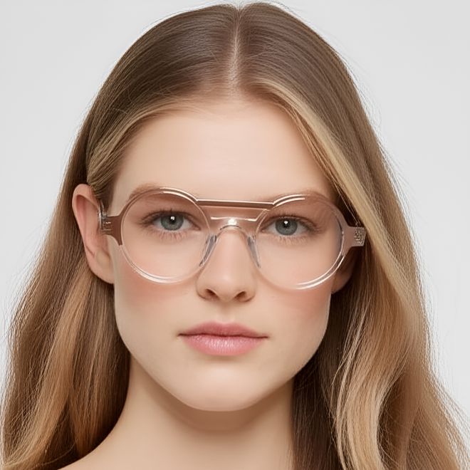 Gafas de acetato marrón estilo aviador #BS0420-0388