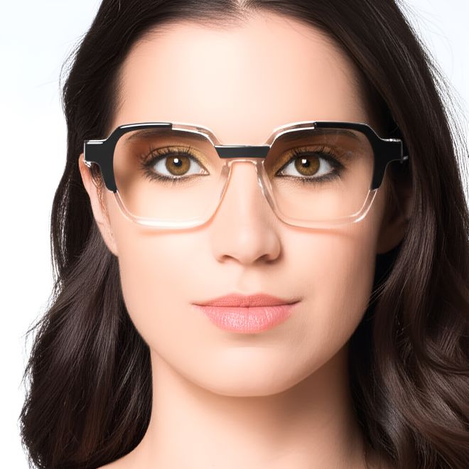 Rechteckige schwarze Acetatbrille #BS0420-0389