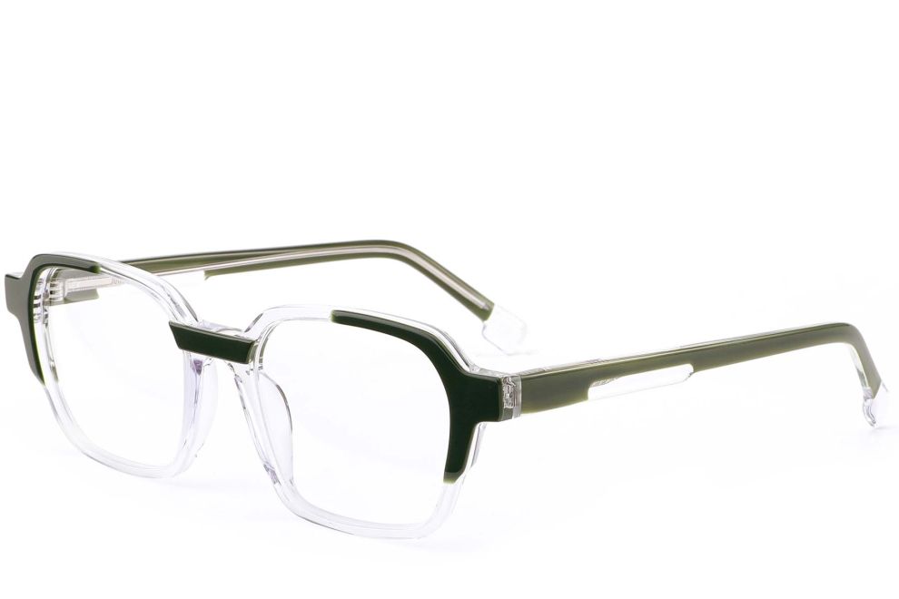 Rechteckige grüne Acetatbrille #BS0420-0391