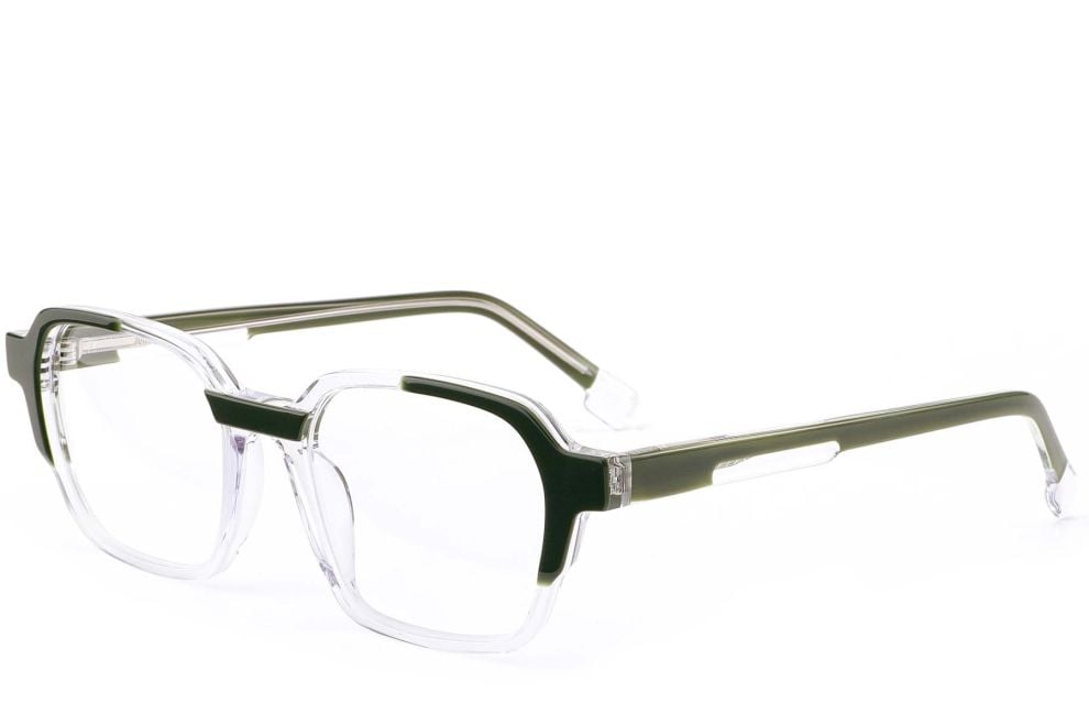 Rechteckige grüne Acetatbrille #BS0420-0391