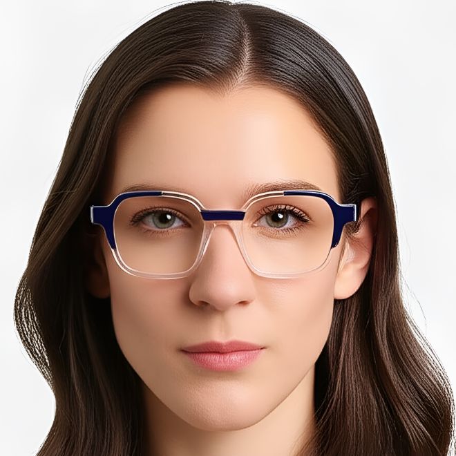 Rechteckige blaue Acetatbrille #BS0420-0392