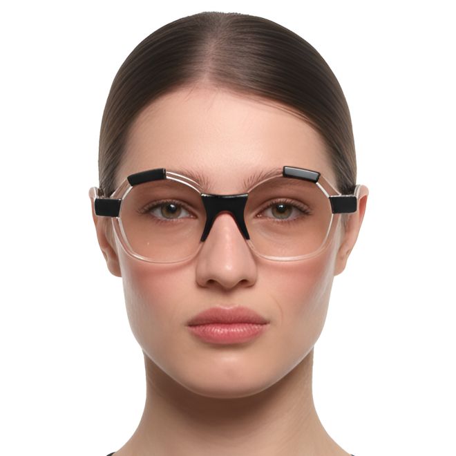 Geometrische schwarze Acetatbrille #BS0420-0393