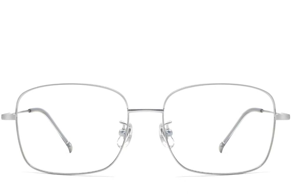 Lunettes rectangulaires en titane argenté #BS0423-0107
