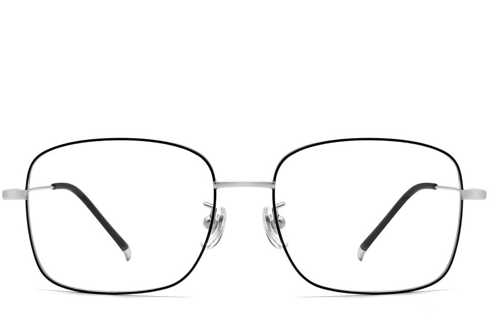 Lunettes rectangulaires en titane noir #BS0423-0109