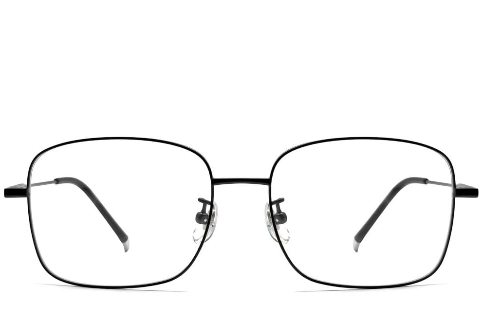 Lunettes rectangulaires en titane noir #BS0423-0110