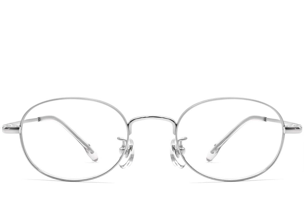 Lunettes ovales en titane argenté #BS0423-0121