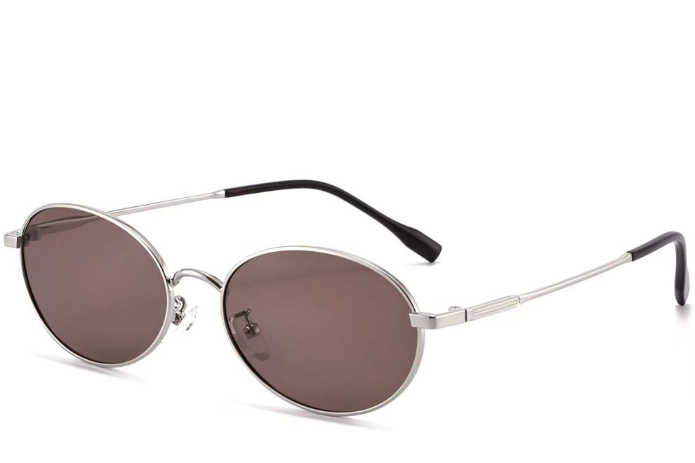 Lunettes de soleil ovales en métal argenté #BS0423-0145