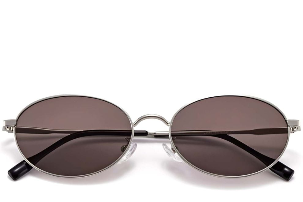 Lunettes de soleil ovales en métal argenté #BS0423-0145