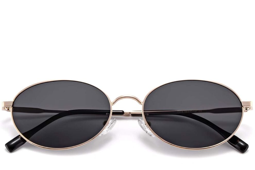 Lunettes de soleil ovales en métal doré #BS0423-0146